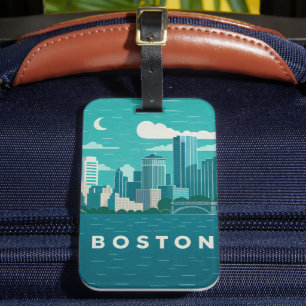 Massachusetts Nacht Stadtbild   Boston Stadt Gepäckanhänger