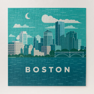 Massachusetts Nacht Stadtbild Boston Stadt Puzzle