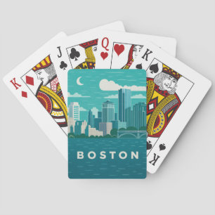 Massachusetts Nacht Stadtbild Boston Stadt Spielkarten