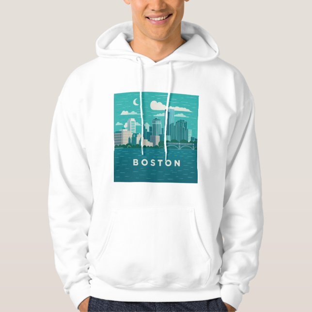 Massachusetts Night Cityscape | Boston City Hoodie (Vorderseite)