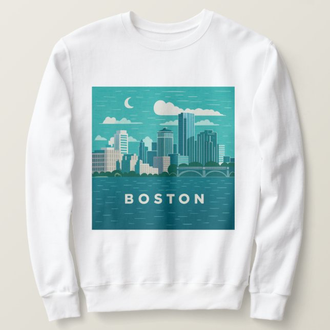 Massachusetts Night Cityscape | Boston City Sweatshirt (Design vorne)