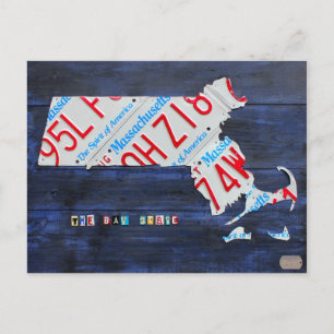 Massachusetts Nummernschild-Karte Postkarte