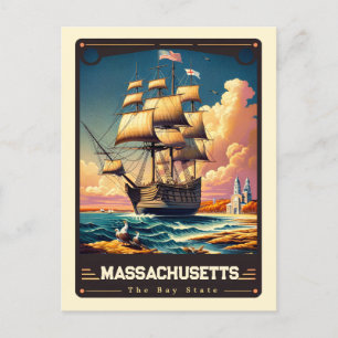Massachusetts   Patriotischer Geist Vintag Postkarte