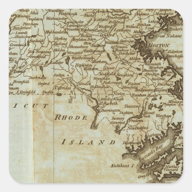 Massachusetts Quadratischer Aufkleber (Vorderseite)