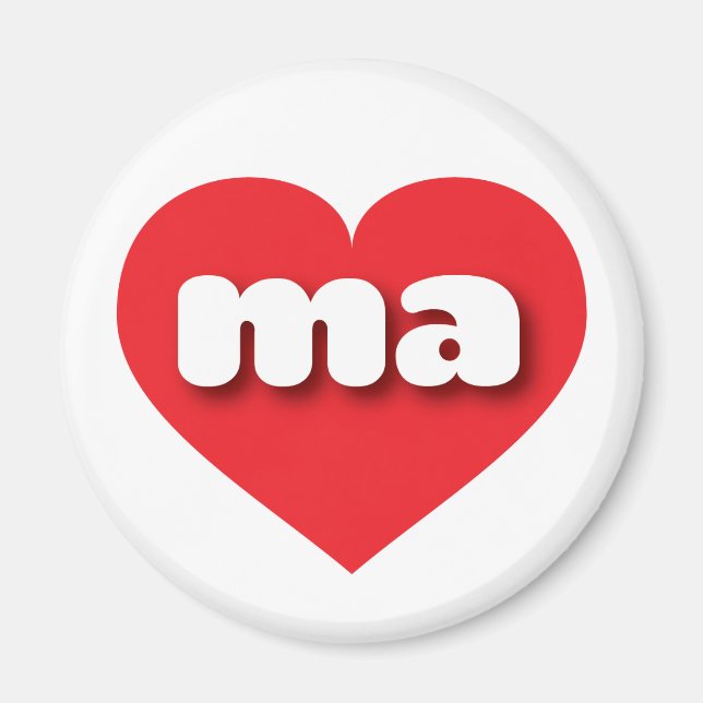 Massachusetts Red Heart - I Liebe MA Magnet (Vorne)
