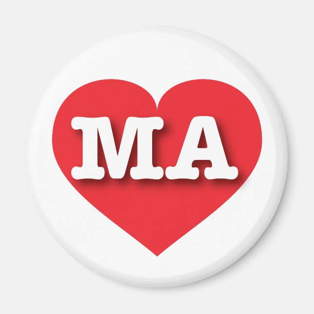 Massachusetts Red Heart - I Liebe MA Magnet (Vorne)