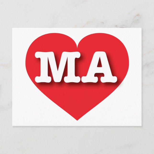 Massachusetts Red Heart - I Liebe MA Postkarte (Vorderseite)