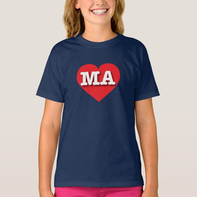 Massachusetts Red Heart - I Liebe MA T-Shirt (Vorderseite)