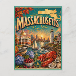 Massachusetts Retro-Reise-Souvenir-Postkarte Postkarte
