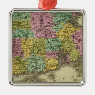 Massachusetts Rhode Island und Connecticut 2 Silbernes Ornament