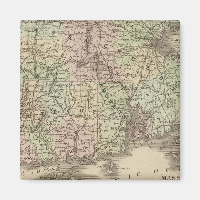 Massachusetts, Rhode Island und Connecticut Magnet (Vorne)