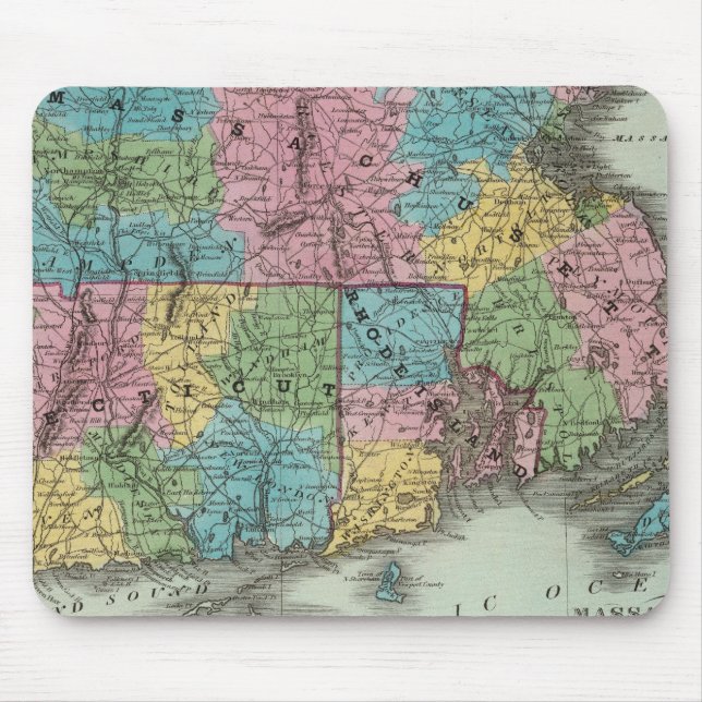 Massachusetts Rhode Island und Connecticut Mousepad (Vorne)
