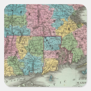 Massachusetts Rhode Island und Connecticut Quadratischer Aufkleber