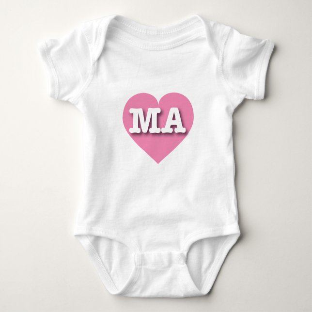 Massachusetts Rosa Herz - I Liebe MA Baby Strampler (Vorderseite)