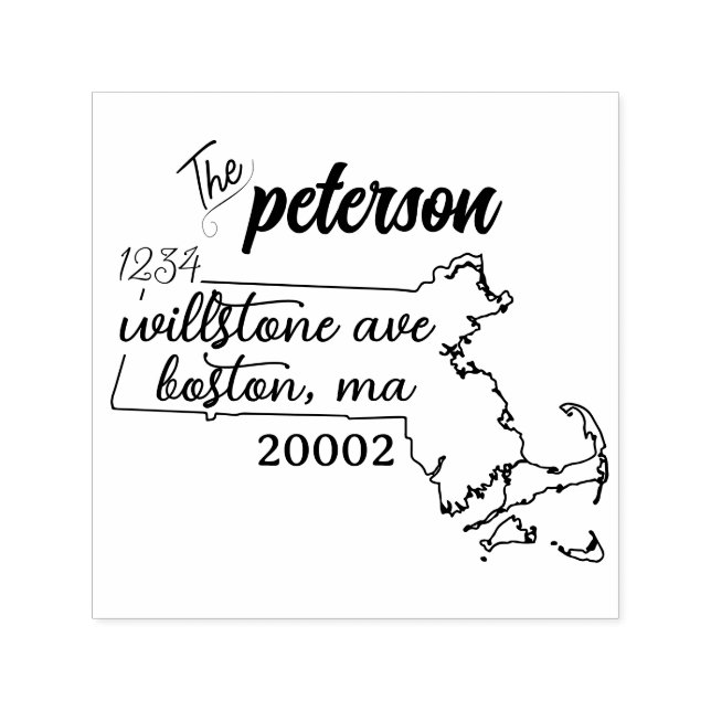 Massachusetts Rücksendeadresse Briefmarke selbsttä Permastempel (Design)