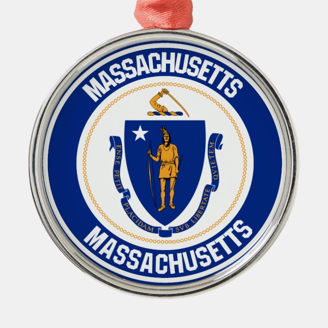 Massachusetts RundEmblem Ornament Aus Metall (Vorne)