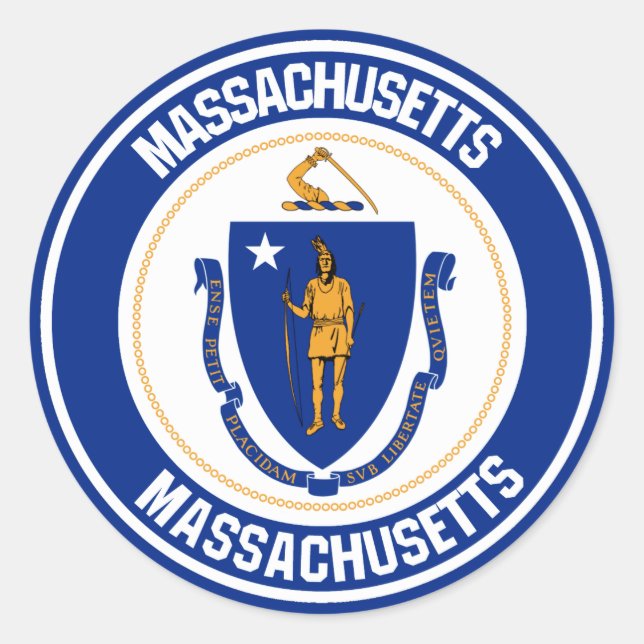Massachusetts RundEmblem Runder Aufkleber (Vorderseite)