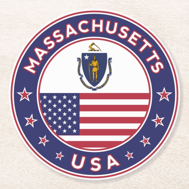Massachusetts Runder Pappuntersetzer (Vorderseite)