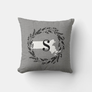 Massachusetts Rustikales Kraut Monogramm Kissen Ki