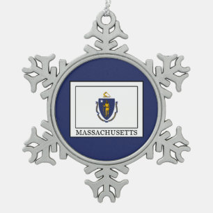 Massachusetts Schneeflocken Zinn-Ornament