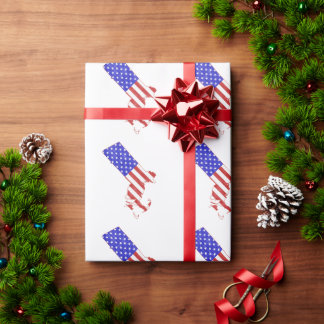 Massachusetts Shaped American Flag Patriotic USA Geschenkpapier