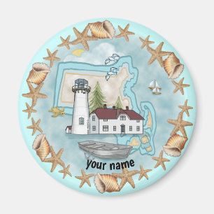 Massachusetts Shells Leuchtturm Magnet