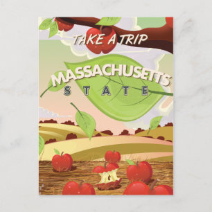 Massachusetts Staat Apple Baum Travel Poster Carto Postkarte