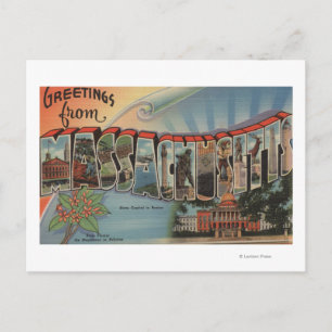 Massachusetts (Staat Hauptstadt/Blume) Postkarte