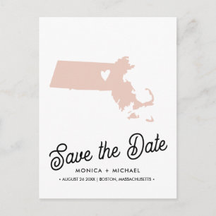 MASSACHUSETTS Staat Hochzeit in Urlaubsort JEDE FA Ankündigungspostkarte