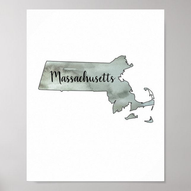 Massachusetts Staat Illustration Poster (Vorne)