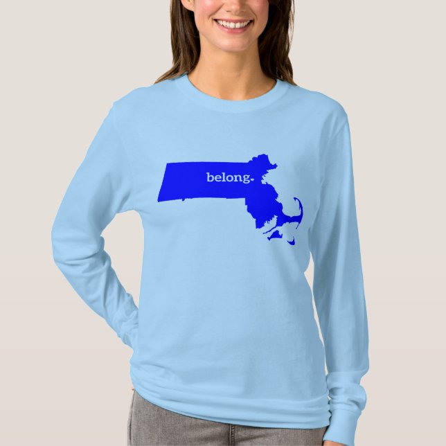 Massachusetts Staat Map Belong T-Shirt (Vorderseite)