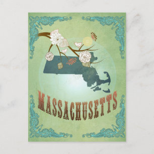 Massachusetts Staat Map - Green Postkarte