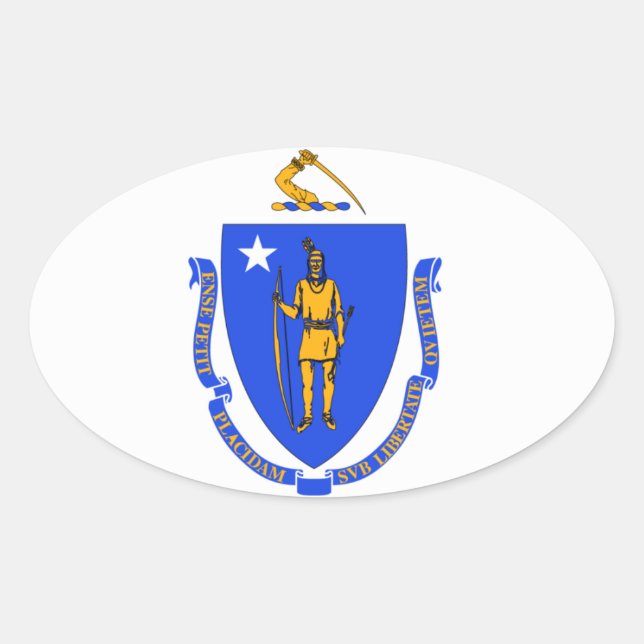 Massachusetts Staat Oval Aufkleber (Vorderseite)