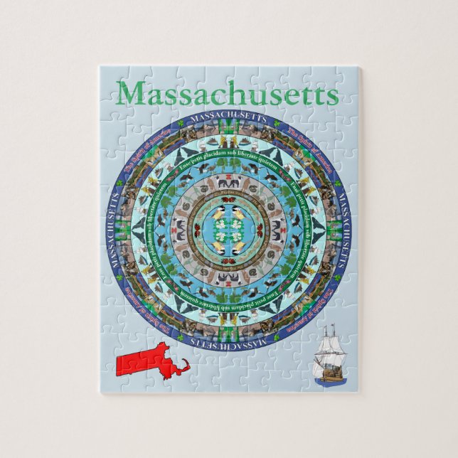 Massachusetts-Staatmandala-Puzzlespiel Puzzle (Vertikal)