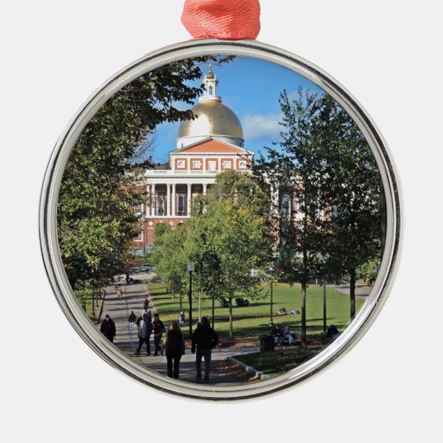 Massachusetts-Staats-Haus Silbernes Ornament (Vorne)