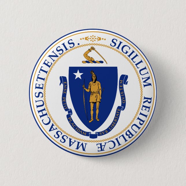 Massachusetts-Staats-Siegelamerika-Republiksymbol Button (Vorderseite)