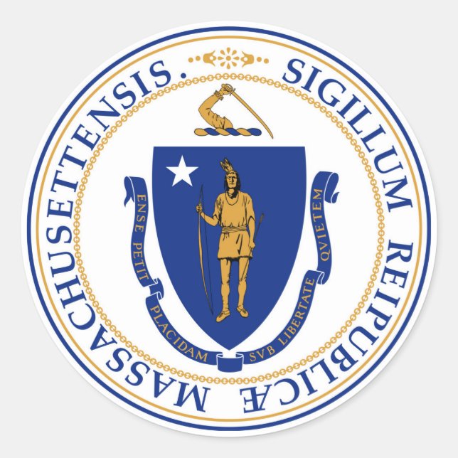 Massachusetts-Staats-Siegelamerika-Republiksymbol Runder Aufkleber (Vorderseite)