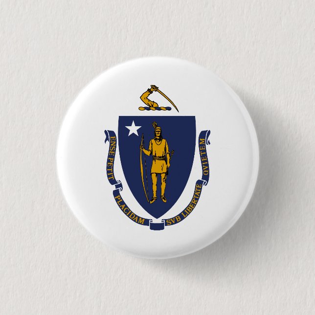 Massachusetts Staatsflagge Button (Vorderseite)