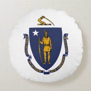 Massachusetts Staatsflagge Rundes Kissen