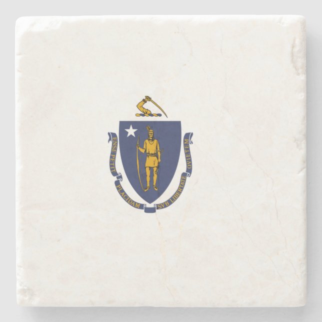 Massachusetts Staatsflagge Steinuntersetzer (Vorderseite)