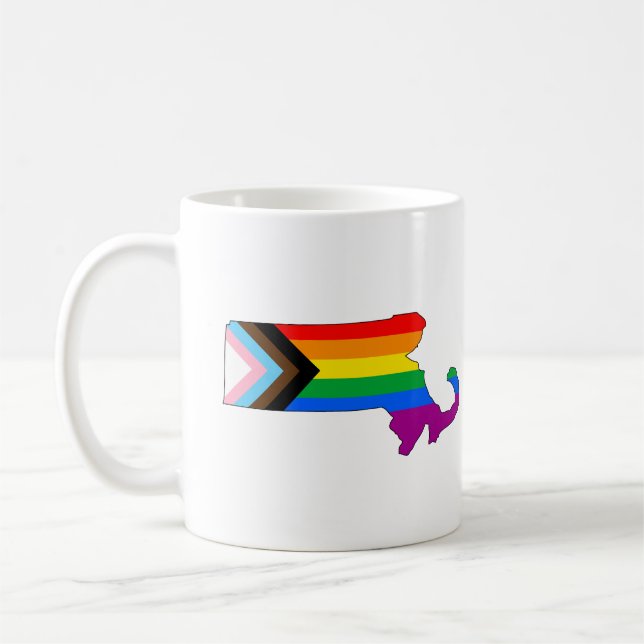 Massachusetts Staatsstolz LGBTQ-Fortschritt Kaffeetasse (Links)