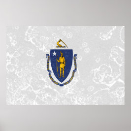 Massachusetts State Flag Grunge Poster