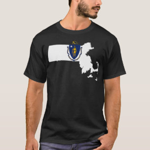 Massachusetts State Flag in der Karte von Massachu T-Shirt