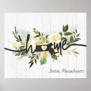 Massachusetts State Personalisierte Heimatstadt Ru Poster