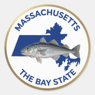 Massachusetts State Pride Fisch-Emblem 🐟 Runder Aufkleber