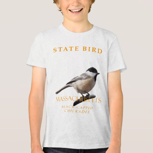 Massachusetts Territory Bird The Chickadee Tri-Blend Shirt (Vorderseite)