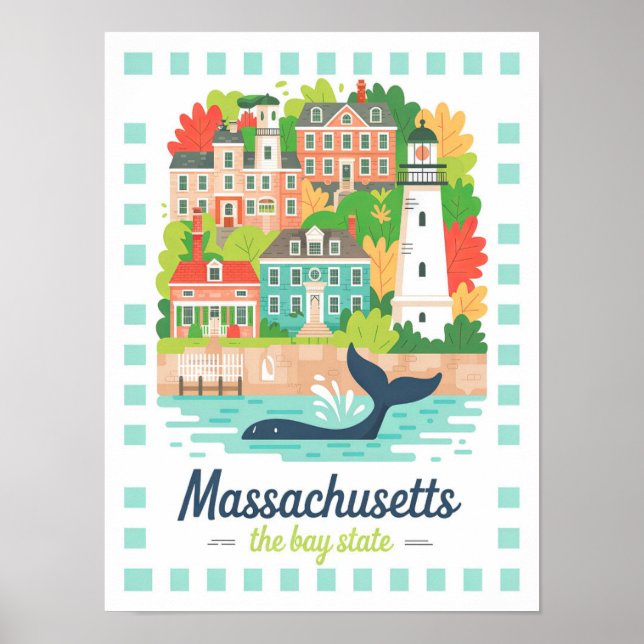 Massachusetts the Bay Staat USA Summer Travel Poster (Vorne)