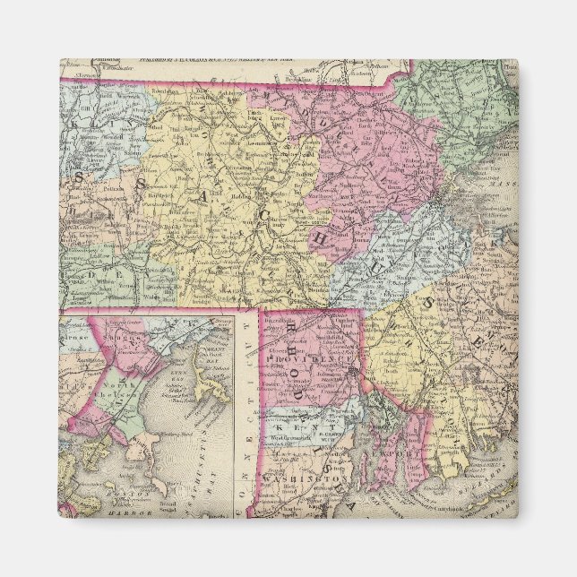 Massachusetts und Insel Rhode 2 Magnet (Vorne)