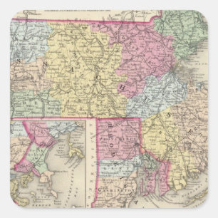 Massachusetts und Insel Rhode 2 Quadratischer Aufkleber