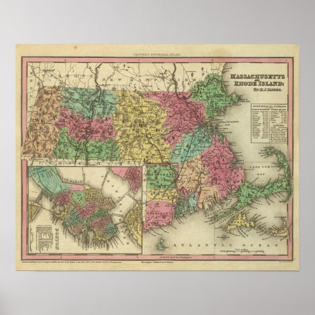 Massachusetts und Insel Rhode Poster (Vorne)
